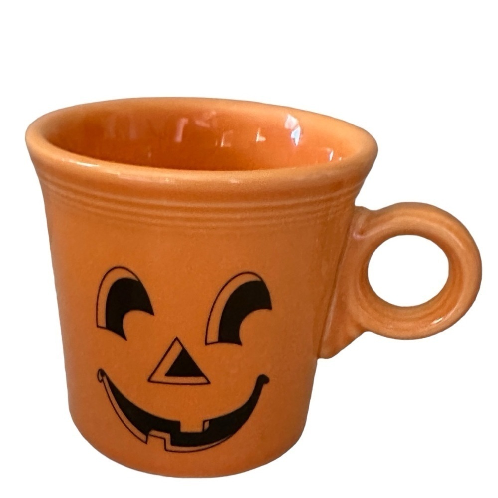 Vintage Fiesta Homer Laughlin Co. Halloween Happy Pumpkin Persimmon Ceramic Mug